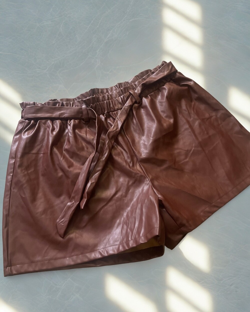 Jolie & Joy Brown Faux Leather Paper Bag Shorts 3X